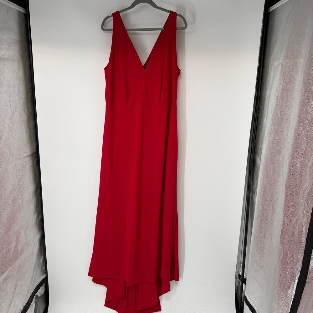 NWT Eloquii Maxi Formal Dress Womens Plus Size 16 Red Sleeveless V-Neck Hi-Low - Picture 2 of 9